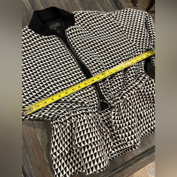GRACIA gorgeous black and white woven jacket with an elastic waist. Sz M - Picture 5 of 10